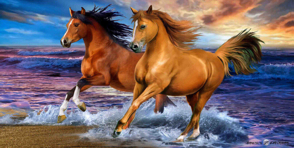 Horses Seaside Pyyhe 70x140 cm hinta ja tiedot | Pyyhkeet | hobbyhall.fi