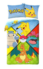 Pokémon Fourfold Pussilakanasetti 140×200 cm, 70×90 cm hinta ja tiedot | Vuodevaatteet lapsille | hobbyhall.fi