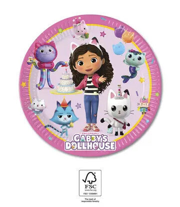 Gabby's Dollhouse Yksittäiset paperilautaset (8 kpl) 20 cm FSC hinta ja tiedot | Tarjoiluastiat ja aterimet juhliin | hobbyhall.fi