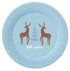 Hello Winter Yksittäiset paperilautaset (6 kpl) 18 cm hinta ja tiedot | Tarjoiluastiat ja aterimet juhliin | hobbyhall.fi