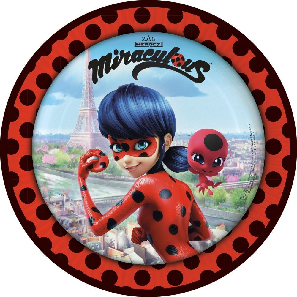 Miraculous Ladybug Yksittäiset paperilautaset (8 kpl) 23 cm hinta ja tiedot | Tarjoiluastiat ja aterimet juhliin | hobbyhall.fi