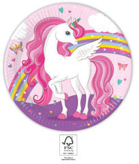 Unicorn Rainbow Colors Yksittäiset paperilautaset (8 kpl) 23 cm FSC hinta ja tiedot | Tarjoiluastiat ja aterimet juhliin | hobbyhall.fi