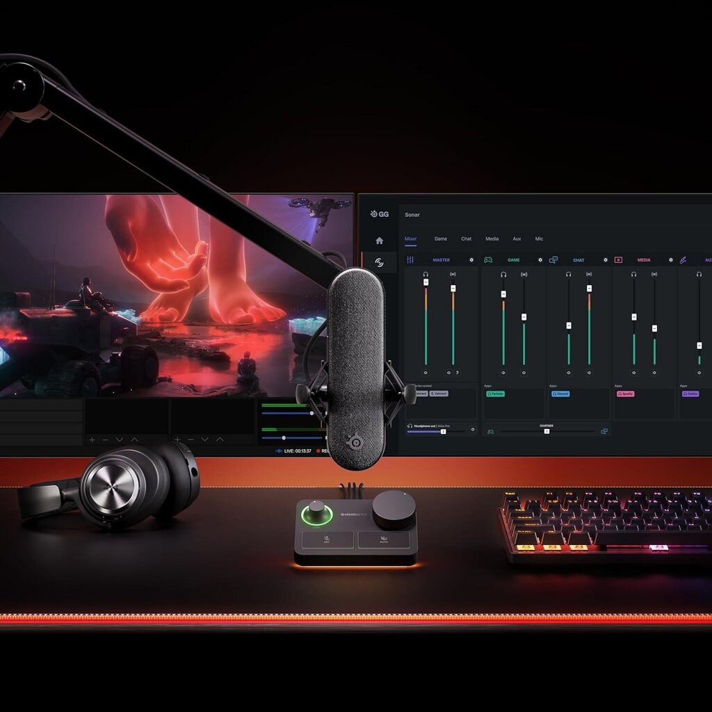 SteelSeries Alias ​​​​Pro langallinen kondensaattorimikrofoni (musta) |USB/XLR hinta ja tiedot | Mikrofonit | hobbyhall.fi