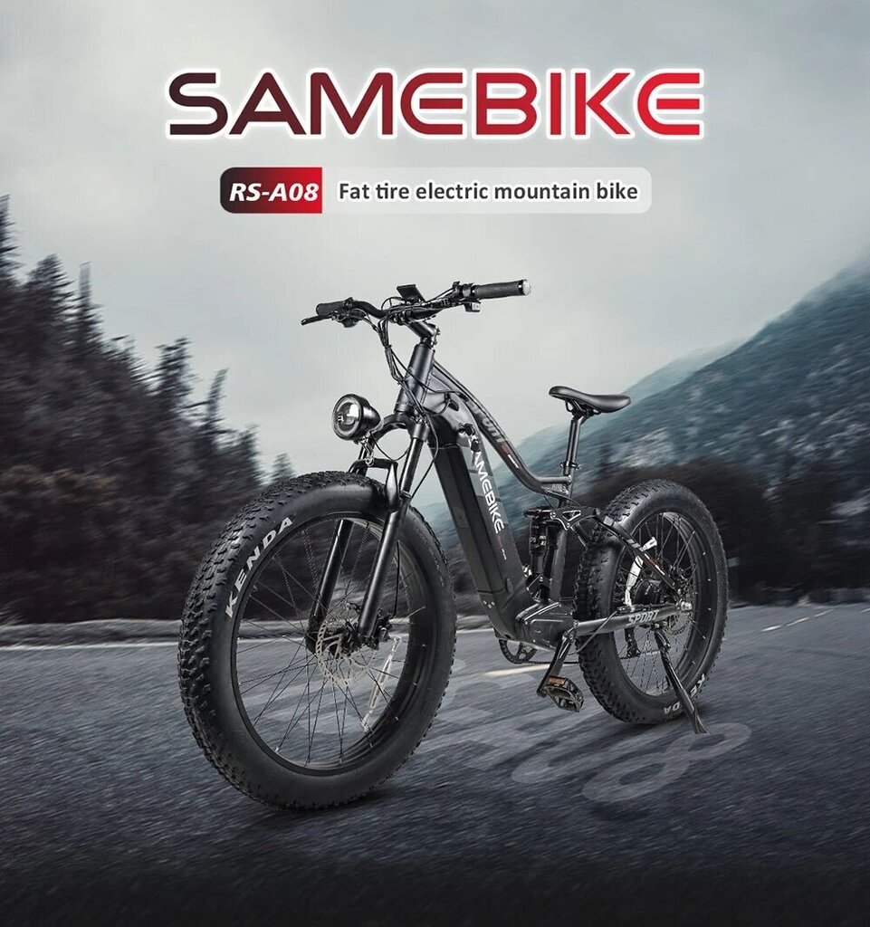 Sähköpyörä SAMEBIKE RS-A08 Mid-Drive, 26", musta, 750W, 17Ah Samsung hinta ja tiedot | Sähköpyörät | hobbyhall.fi