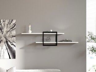 Seinähylly, Asir, 120x30x18 cm, valkoinen, valkoinen, musta hinta ja tiedot | Hyllyt | hobbyhall.fi