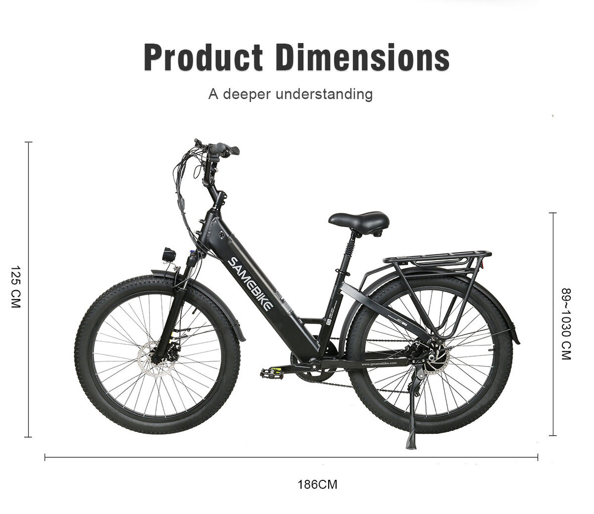 Sähköpyörä SAMEBIKE RS-A01, 26", valkoinen, 750W, 14Ah hinta ja tiedot | Sähköpyörät | hobbyhall.fi