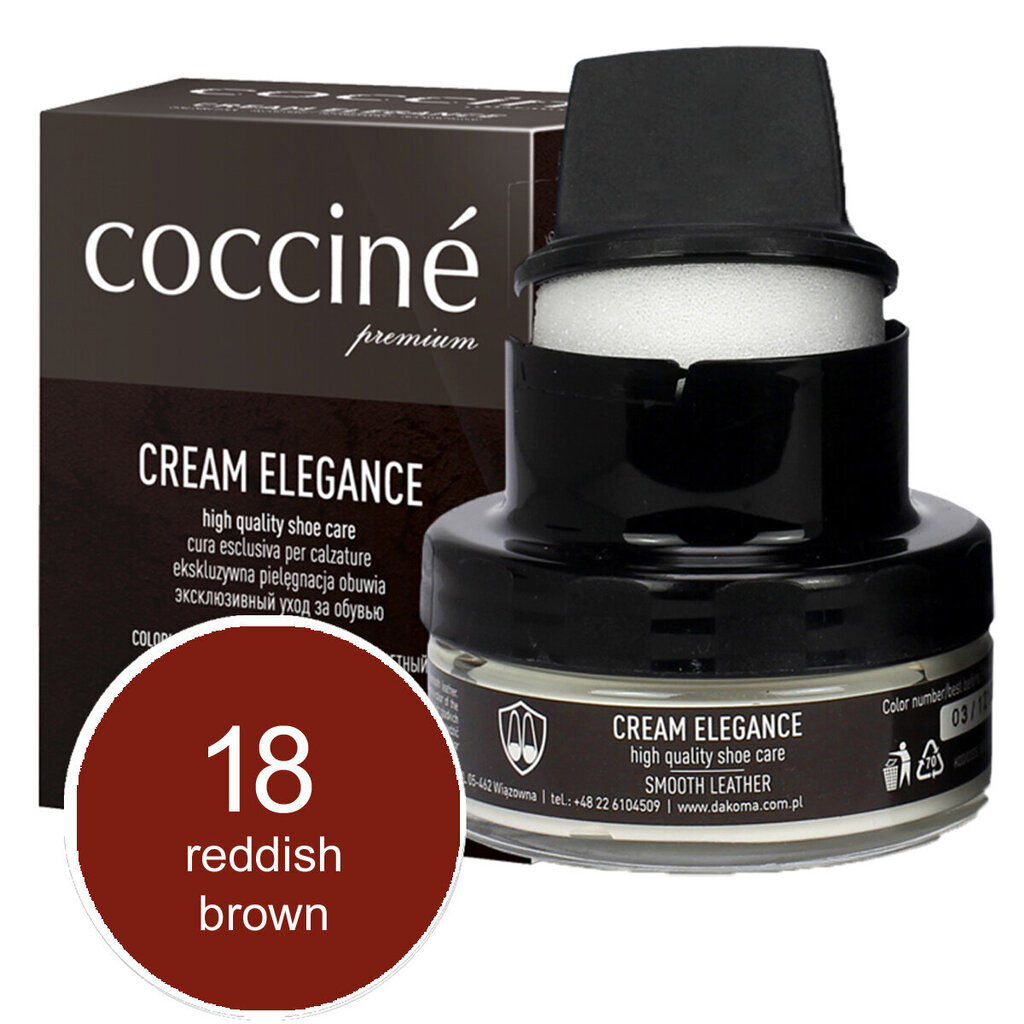 Nahkavoide (reddish-brown) - Coccine Cream Elegance, 50 ml hinta ja tiedot | Vaatteiden ja jalkineiden hoito | hobbyhall.fi