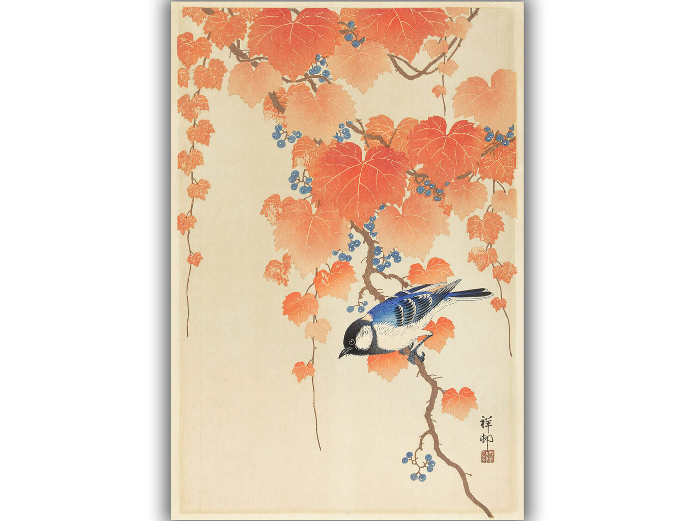 Taulu Talitiainen paulownia-oksalla (Ohara Koson) hinta ja tiedot | Taulut | hobbyhall.fi