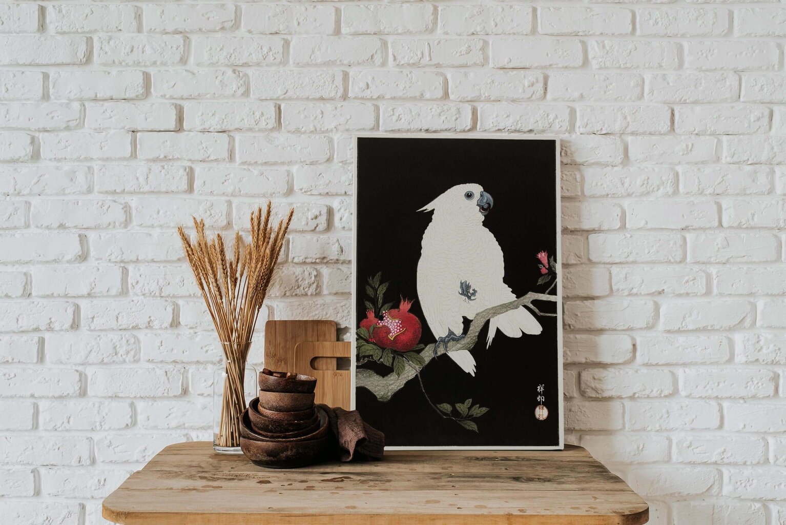 Kakadun ja granaattiomena (O'Hara Koson) Taulu, 100 x 70 cm hinta ja tiedot | Taulut | hobbyhall.fi