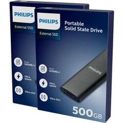 Ulkoinen kovalevy SSD Philips, harmaa, 500GB hinta ja tiedot | Ulkoiset kovalevyt | hobbyhall.fi