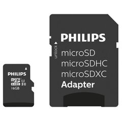 Philips MICROSDHC 16GB CLASS 10/UHS 1 + sovitin hinta ja tiedot | Philips Puhelimet, älylaitteet ja kamerat | hobbyhall.fi