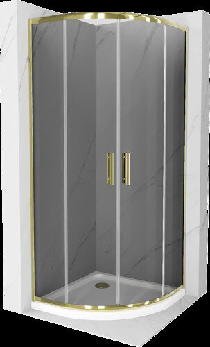 Puolipyöreä suihkukaappi Mexen Rio F altaalla ja sifonilla, puolimatta, Gold+White/Gold, 80 x 80 cm hinta ja tiedot | Suihkukaapit ja suihkunurkat | hobbyhall.fi
