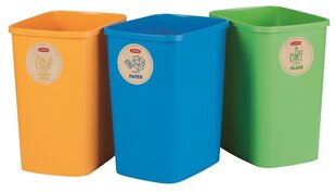 Sarja jätesankoja ilman kantta Deco Flip Bin 3x25L sininen/vihreä/keltainen hinta ja tiedot | Roska-astiat | hobbyhall.fi