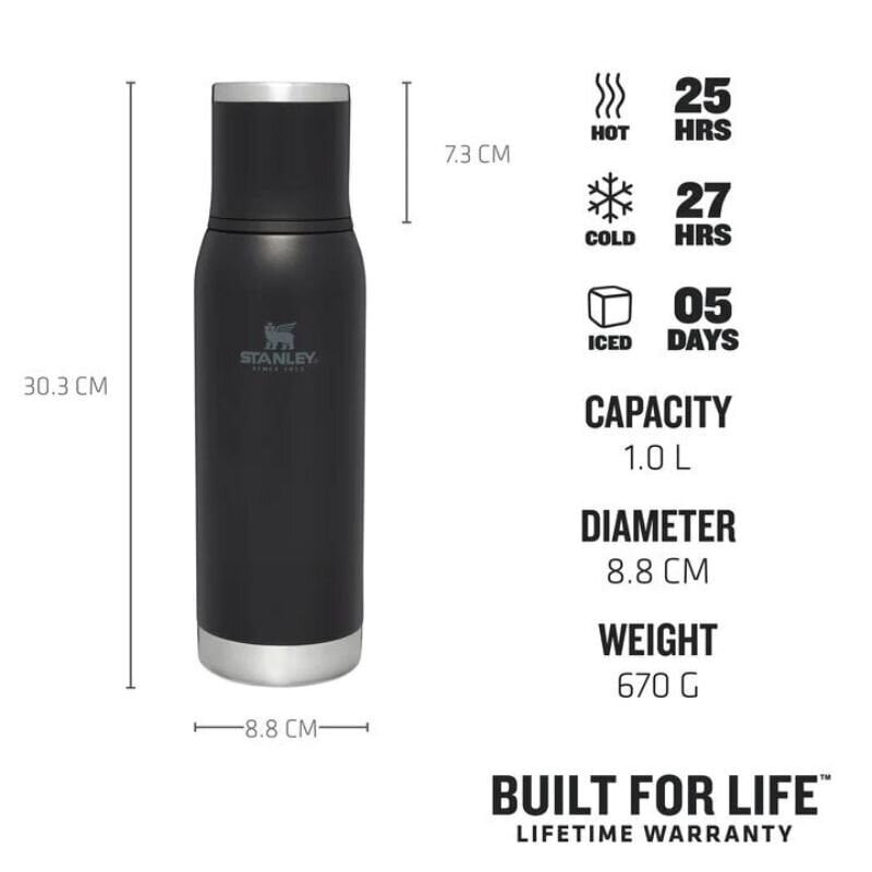 Thermos The Adventure To-Go Bottle 1L musta hinta ja tiedot | Termoskannut ja termosmukit | hobbyhall.fi