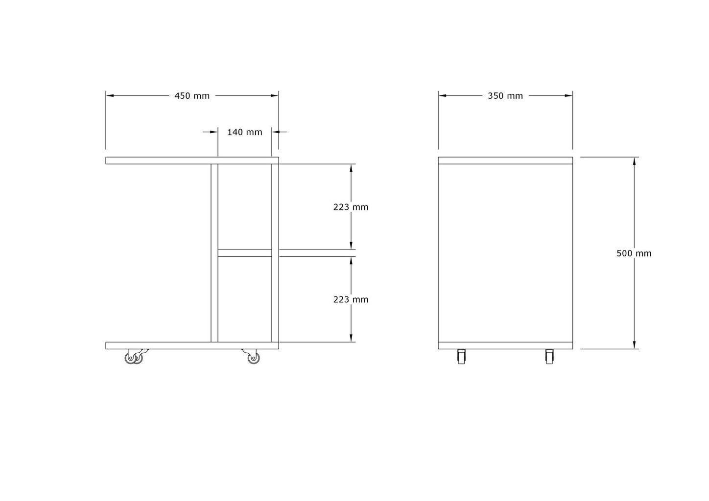Asir-sivupöytä, 45x50x35 cm, harmaa hinta ja tiedot | Sohvapöydät | hobbyhall.fi