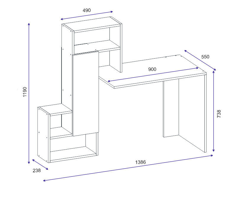 Asir-työpöytä, 138,6x55x19cm, valkoinen hinta ja tiedot | Tietokonepöydät ja työpöydät | hobbyhall.fi