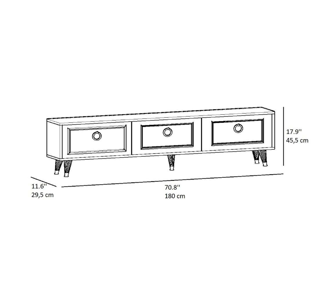 Asir TV-taso, 45x180x29,5 cm, valkoinen/kulta hinta ja tiedot | TV-tasot | hobbyhall.fi