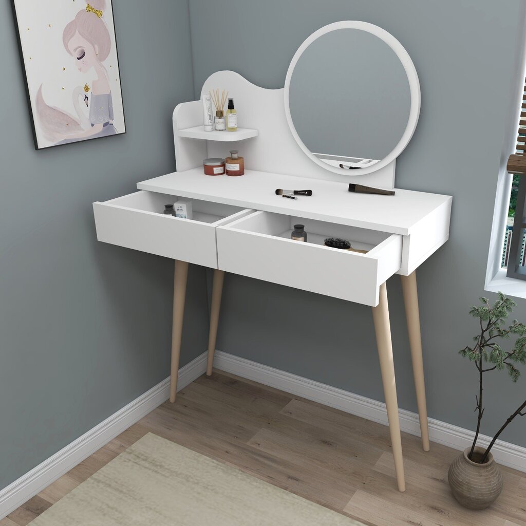 Asir-kampauspöytä, 132,2x90x35 cm, valkoinen hinta ja tiedot | Peilipöydät | hobbyhall.fi