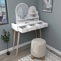 Asir-kampauspöytä, 130,8x74x35 cm, valkoinen hinta ja tiedot | Peilipöydät | hobbyhall.fi