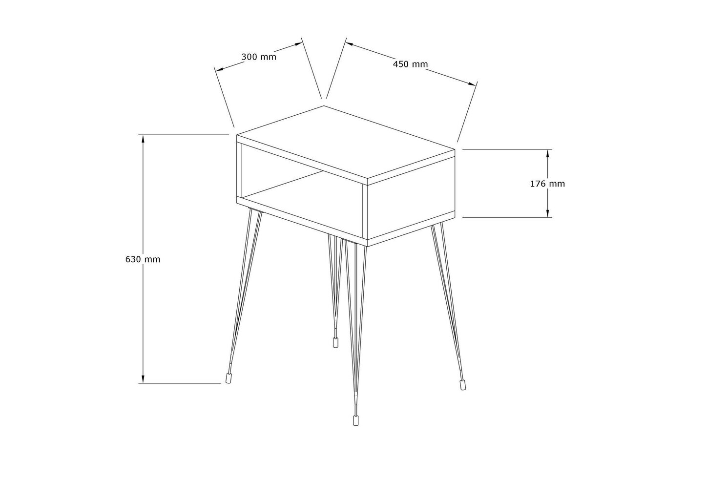 Asir-yöpöytä, 45x63x30 cm, ruskea hinta ja tiedot | Yöpöydät | hobbyhall.fi