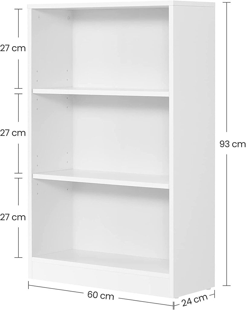 3-tasoinen kirjahylly VASAGLE LBC105T14, valkoinen hinta ja tiedot | Hyllyt | hobbyhall.fi