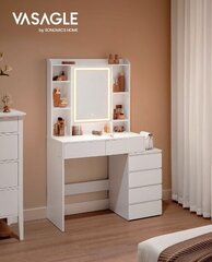 Meikkipöytä, LED peilillä, valkoinen hinta ja tiedot | Peilipöydät | hobbyhall.fi