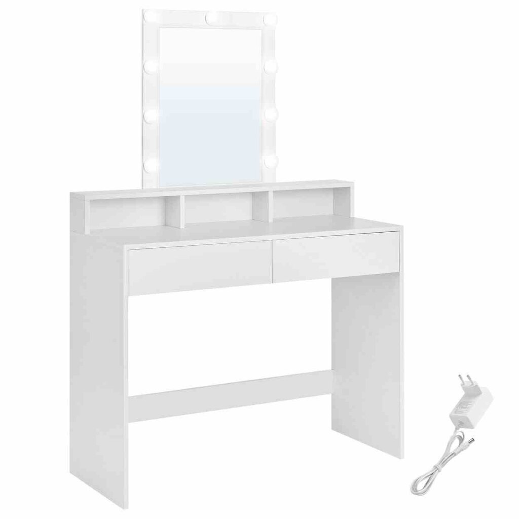 Meikkipöytä, LED peilillä, valkoinen hinta ja tiedot | Peilipöydät | hobbyhall.fi