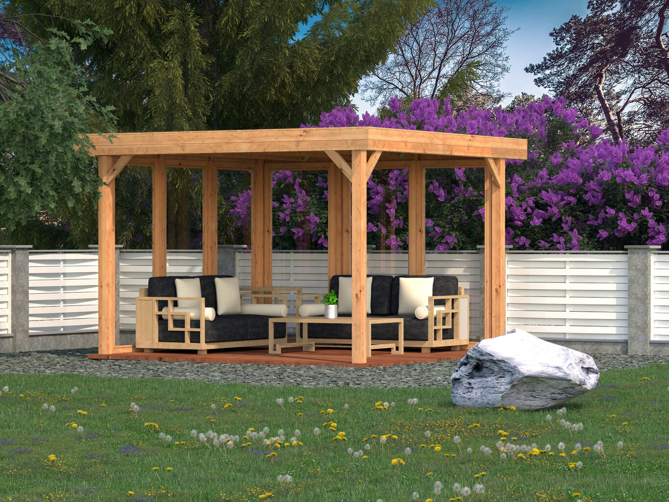 Pergola Lucy 12,2 m² ruskealla puunsuojalla hinta ja tiedot | Puutarhapaviljongit | hobbyhall.fi