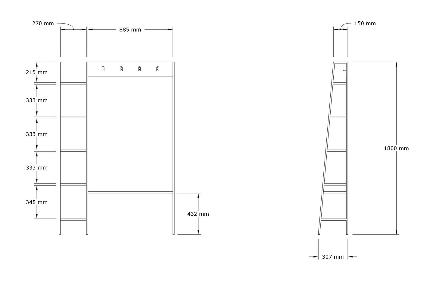 Hallin teline, Asir, 120x180x30 cm, valkoinen hinta ja tiedot | Eteisen kalusteryhmät | hobbyhall.fi