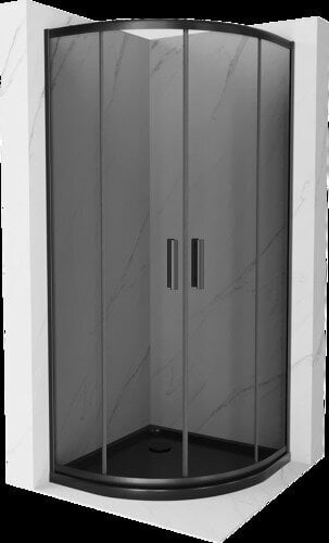 Puolipyöreä suihkukaappi Mexen Rio F altaalla ja sifonilla, Graphite/Black, 80 x 80 cm hinta ja tiedot | Suihkukaapit ja suihkunurkat | hobbyhall.fi