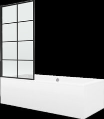 Kylpyamme Mexen Cube suihkuseinällä, 170x80 cm + 70 cm, white+I/fix/black grid hinta ja tiedot | Kylpyammeet | hobbyhall.fi