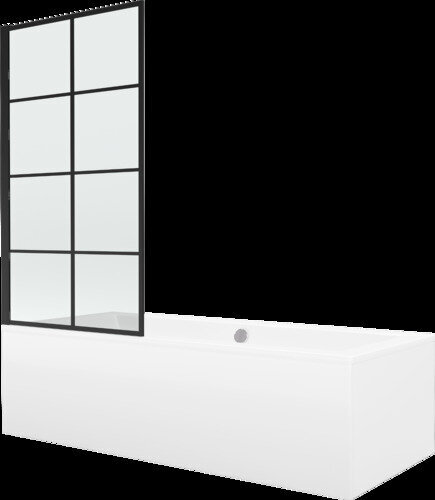 Kylpyamme Mexen Cube suihkuseinällä, 170x80 cm + 70 cm, white+I/swing/black grid hinta ja tiedot | Kylpyammeet | hobbyhall.fi