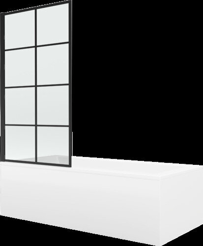 Kylpyamme Mexen Cubik suihkuseinällä, 160x70 cm + 70 cm, white+I/fix/black grid hinta ja tiedot | Kylpyammeet | hobbyhall.fi