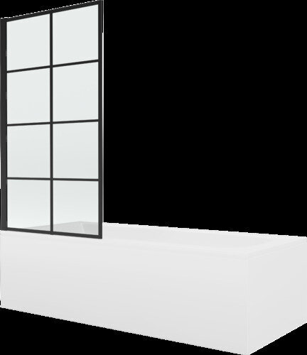 Kylpyamme Mexen Vega suihkuseinällä, 150x70 cm + 70 cm, white+I/swing/black grid hinta ja tiedot | Kylpyammeet | hobbyhall.fi