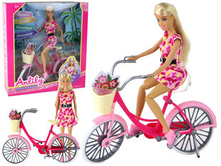 Anlily-nukke polkupyörän kanssa, vaaleanpunainen hinta ja tiedot | Tyttöjen lelut | hobbyhall.fi