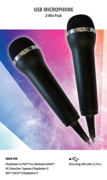 Mikrofoni karaokepeleille (antaa Sing, Saksan ääni, Singstar jne.) PlayStationille (PS3, PS4, PS4 Pro), Nintendo (Switch, Wii U, Wii), Xbox One (Onex, One) + PC-2 Set Universal USB -mikrofoni