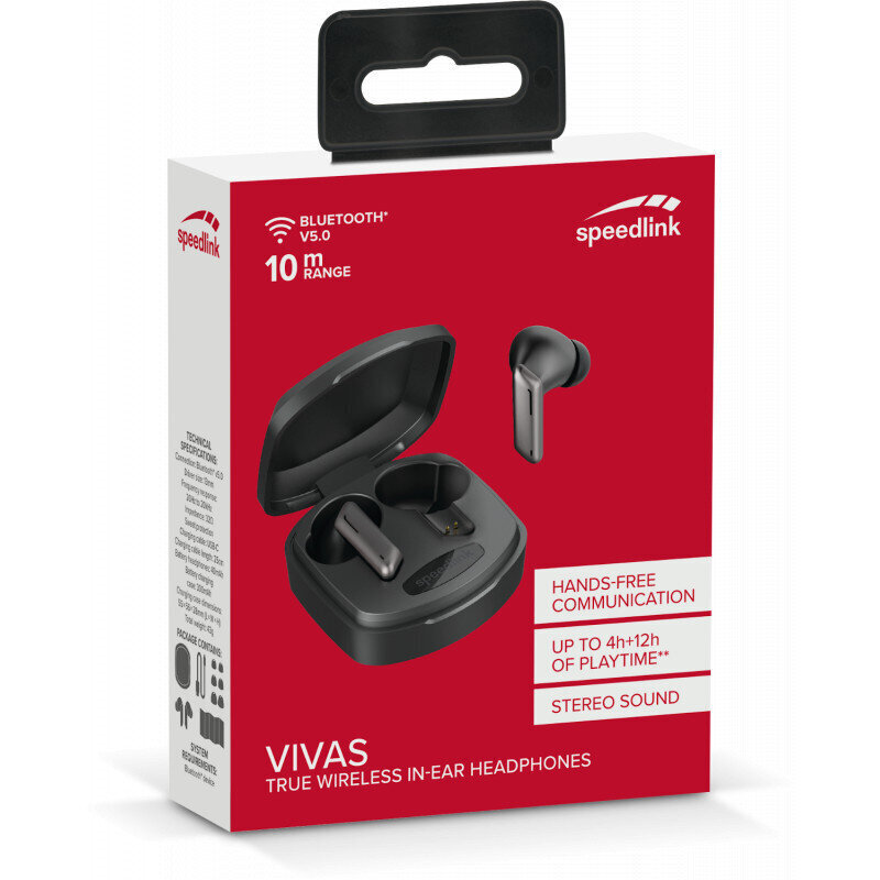 Speedlink langattomat kuulokkeet Vivas True Wireless, harmaa (SL-870200-GY) hinta ja tiedot | Kuulokkeet | hobbyhall.fi