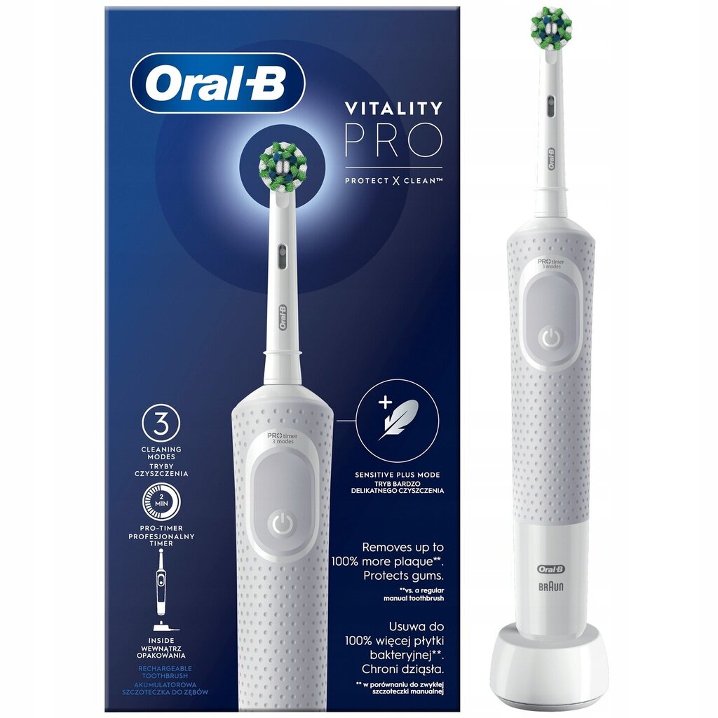 Oral-b vitality pro electric harja pro valkoinen hinta ja tiedot | Sähköhammasharjat | hobbyhall.fi