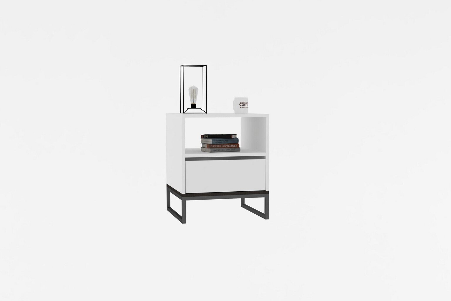 Asir-yöpöytä, 51x61x51 cm, valkoinen hinta ja tiedot | Yöpöydät | hobbyhall.fi