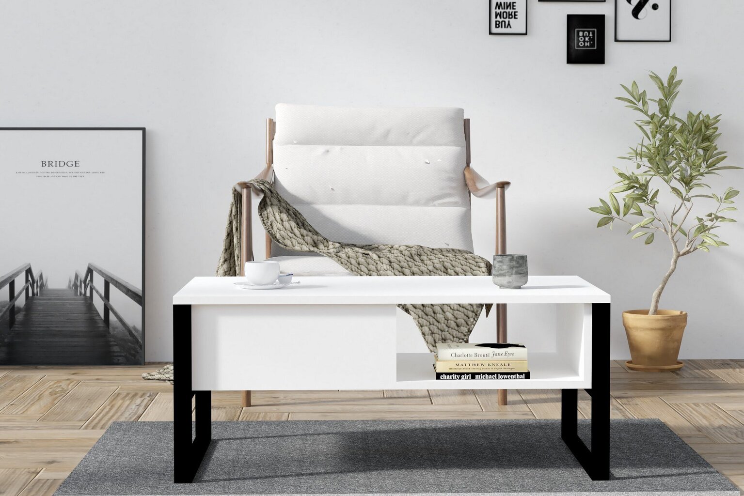 Asir-sohvapöytä, 100x60x44 cm, valkoinen hinta ja tiedot | Sohvapöydät | hobbyhall.fi