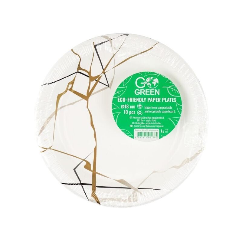 Ympäristöystävälliset paperilautaset Marble Go Green, 18cm 10 kpl / 0,07kg hinta ja tiedot | Tarjoiluastiat ja aterimet juhliin | hobbyhall.fi