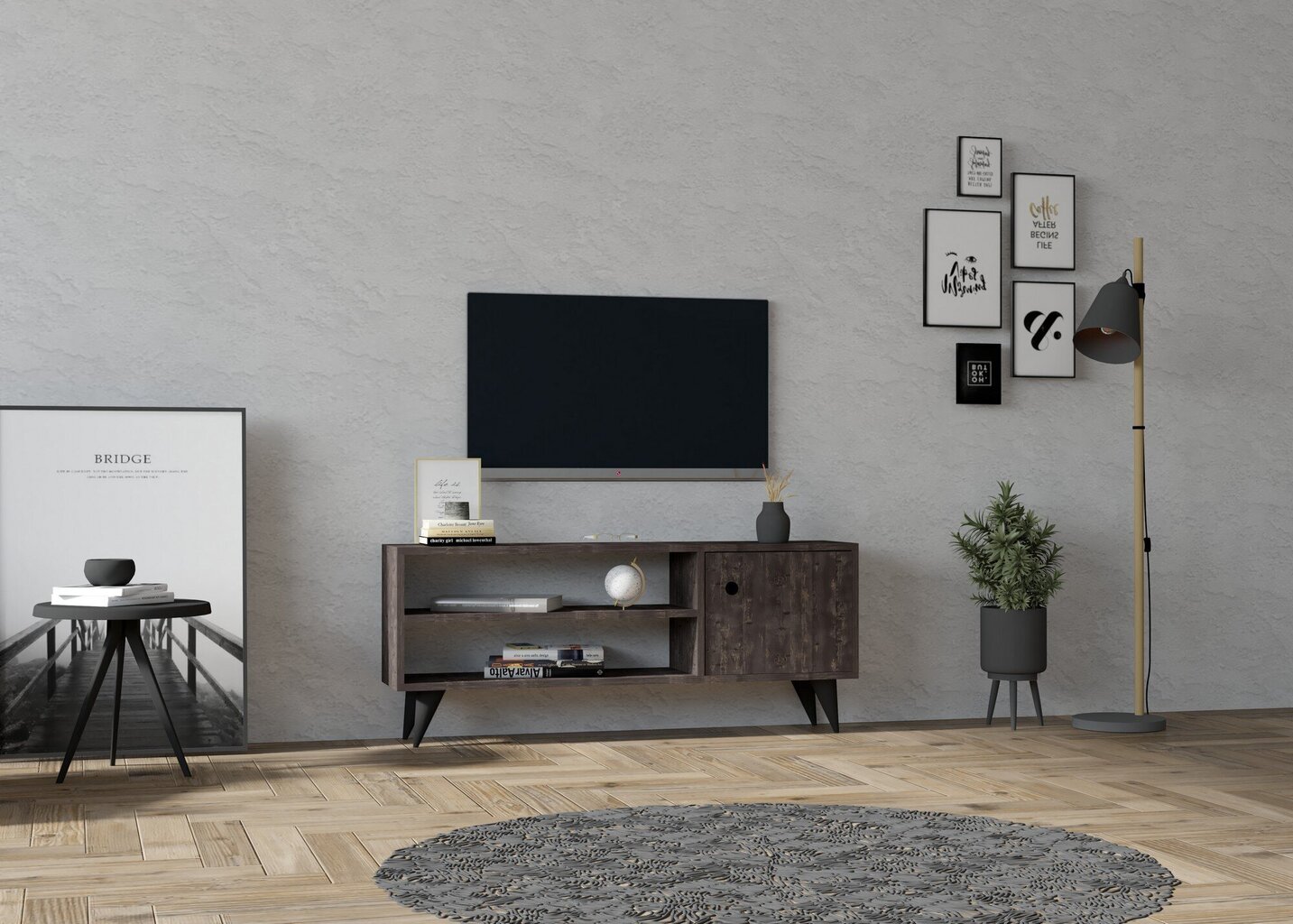Asir TV-taso, 120x50x29 cm, harmaa hinta ja tiedot | TV-tasot | hobbyhall.fi