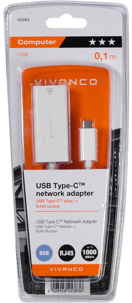 Vivanco USB-C-sovitin – LAN RJ45 (45383) hinta ja tiedot | Adapterit | hobbyhall.fi