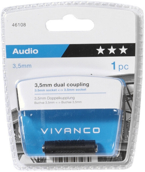 Vivanco-äänisovitin 3,5mm - 3,5mm (46108) hinta ja tiedot | Adapterit | hobbyhall.fi