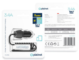 Platinet-autovirtalähde 3.4A USB-A + USB-C (45483) hinta ja tiedot | Platinet Tietokoneiden lisävarusteet | hobbyhall.fi