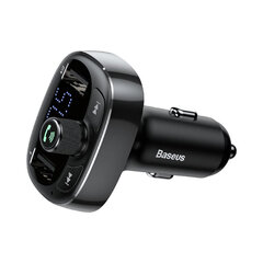 Baseus T-tyyppinen S-09 Bluetooth FM-lähetin + 2xUSB 3,4A - Musta hinta ja tiedot | Baseus Sähköosat ja tarvikkeet | hobbyhall.fi