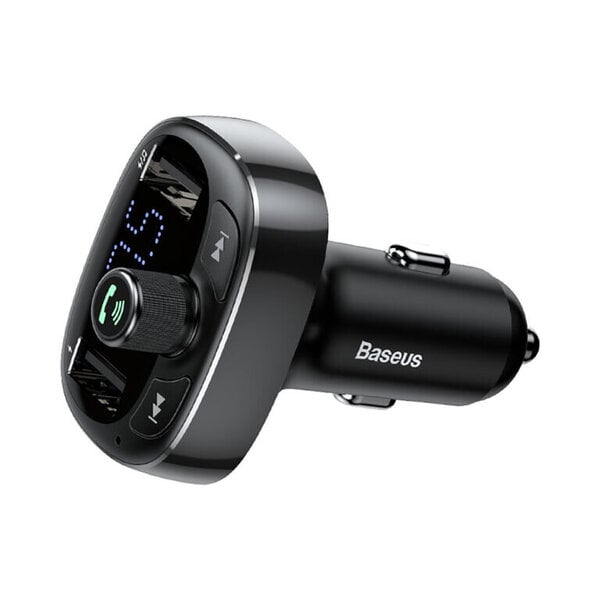 Baseus T-tyyppinen S-09 Bluetooth FM-lähetin + 2xUSB 3,4A - Musta