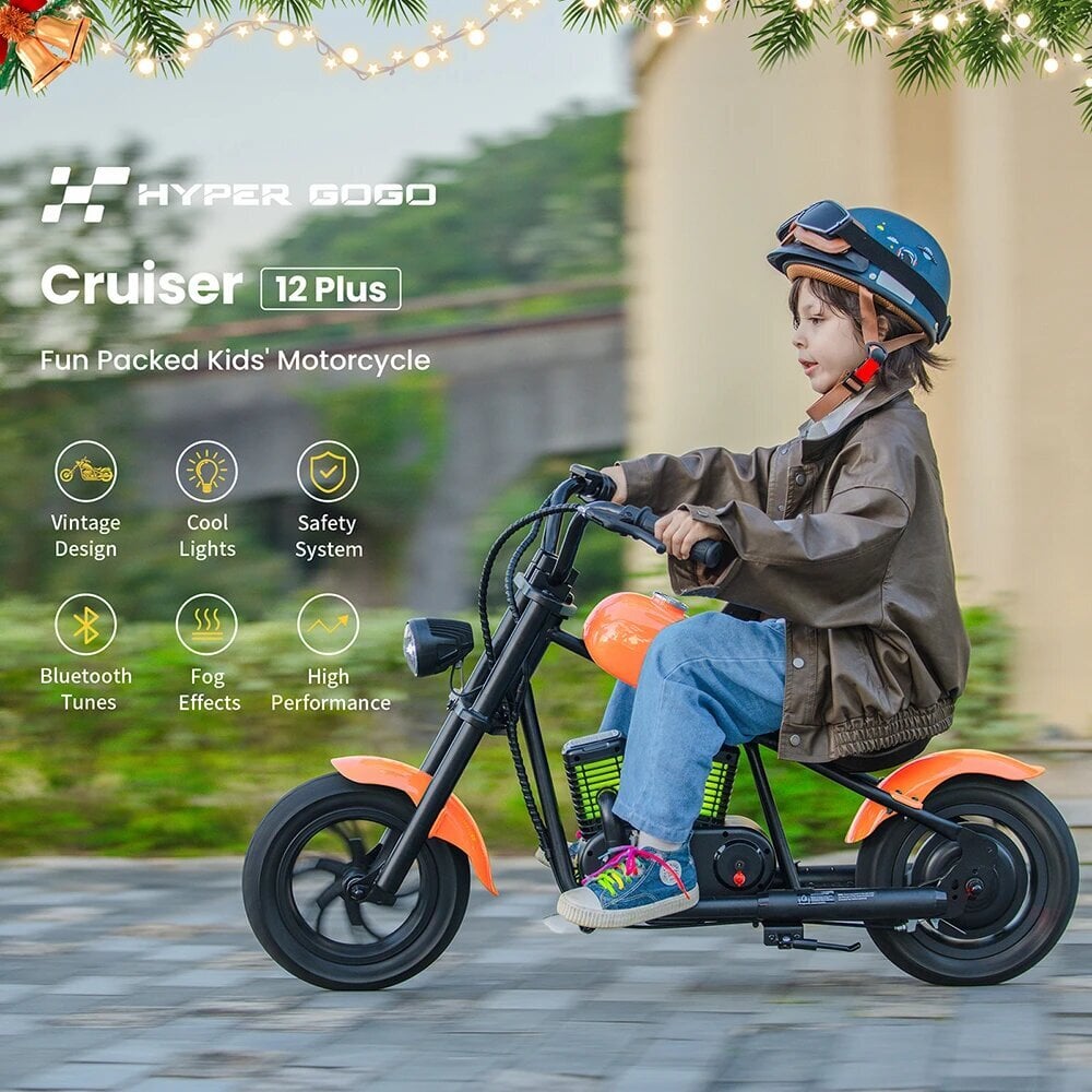 Lasten sähkömoottoripyörä Hyper Gogo Cruiser 12, vihreä hinta ja tiedot | Lasten sähköautot | hobbyhall.fi
