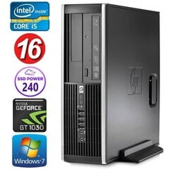 Hp 8100 Elite SFF i5-750 16GB 240SSD GT1030 2GB DVD WIN7Pro hinta ja tiedot | Pöytätietokoneet | hobbyhall.fi