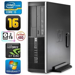 Hp 8100 Elite SFF i5-750 16GB 480SSD+2TB GT1030 2GB DVD WIN7Pro hinta ja tiedot | Pöytätietokoneet | hobbyhall.fi